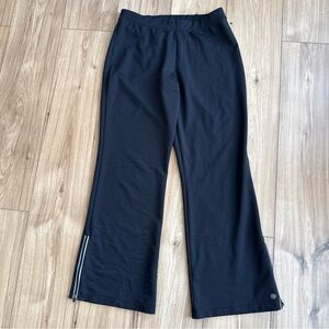 Athleta Pant Womens Black Wide Leg Pull On Stretch Boho Yoga Sz M Ankle Zippers